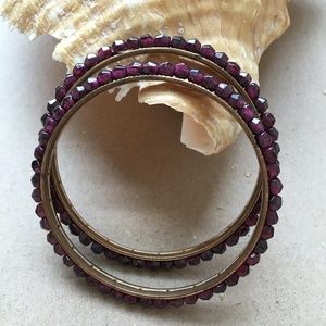 Red Garnet Bracelets, 7.25" Round, Artisan